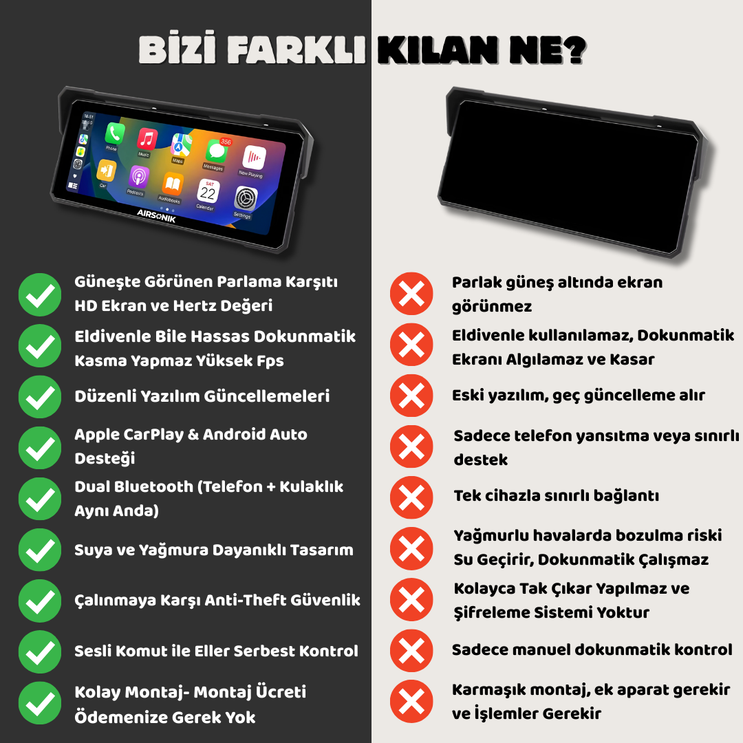 AirSonik™ Motosiklet Carplay