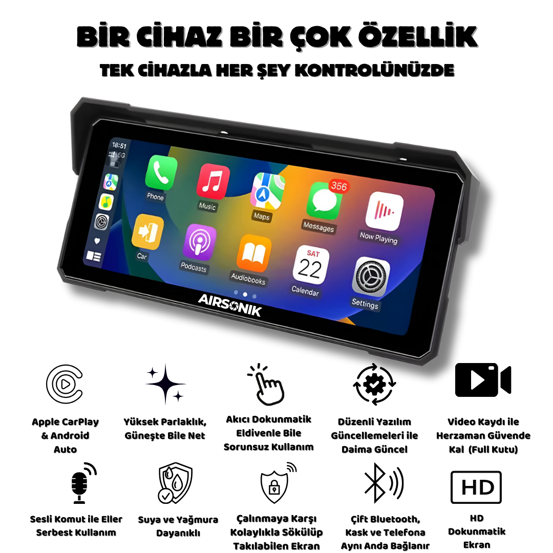 AirSonik™ Motosiklet Carplay